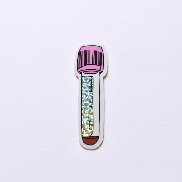 Blood collection tube | glitter holo science sticker (biology, nursing)
