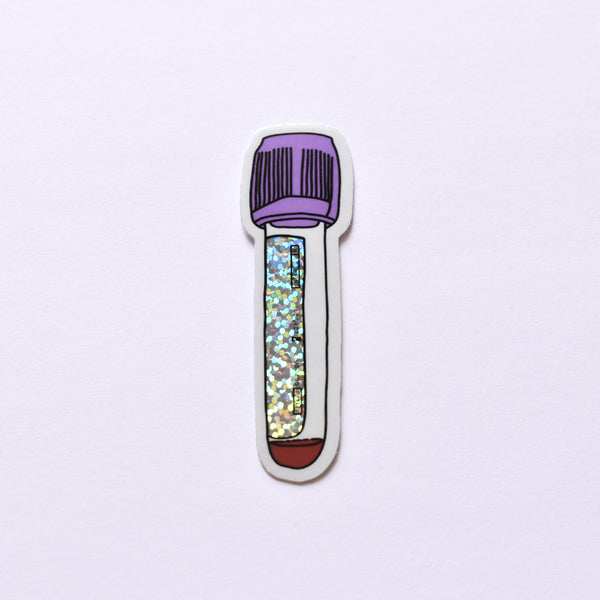 Blood collection tube | glitter holo science sticker (biology, nursing)