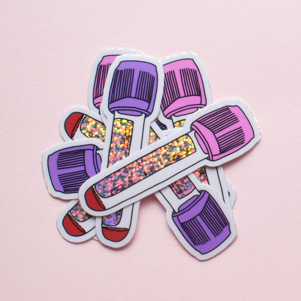 Blood collection tube | glitter holo science sticker (biology, nursing)