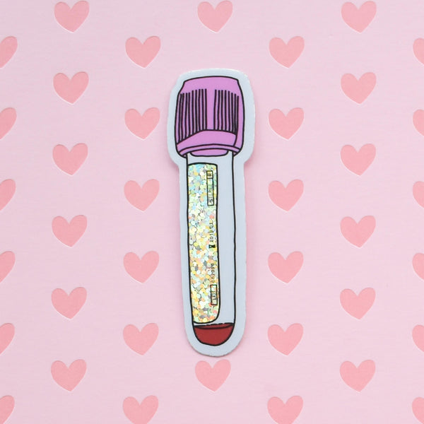 Blood collection tube | glitter holo science sticker (biology, nursing)