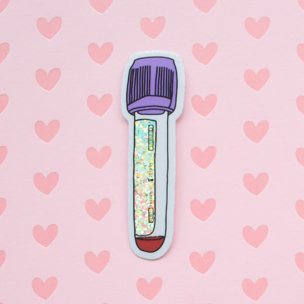 Blood collection tube | glitter holo science sticker (biology, nursing)