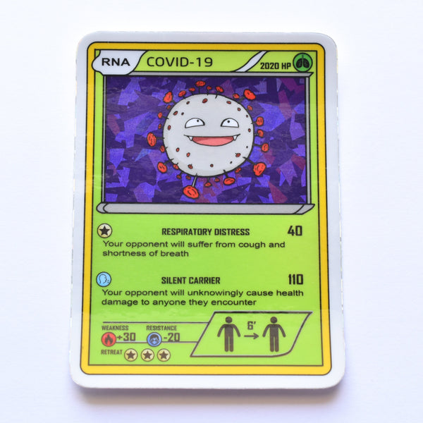 COVID-19 virus Pokemon card | glitter holo science sticker (STEM)
