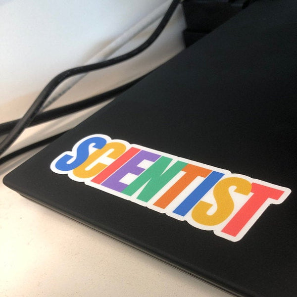 Scientist, rainbow | vinyl science sticker (STEM)